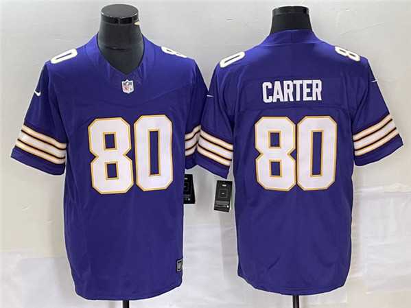 Men%27s Minnesota Vikings #80 Cris Carter Purple 2023 F.U.S.E. Vapor Untouchable Limited Stitched Jersey